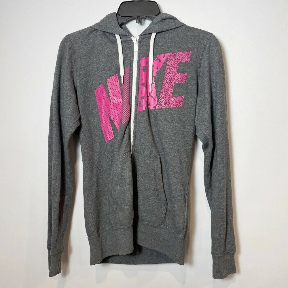 Nike Womens Mixed Nike Club Full Zip‎ Hoodie Jacket Grey S Fleece Lined 678888